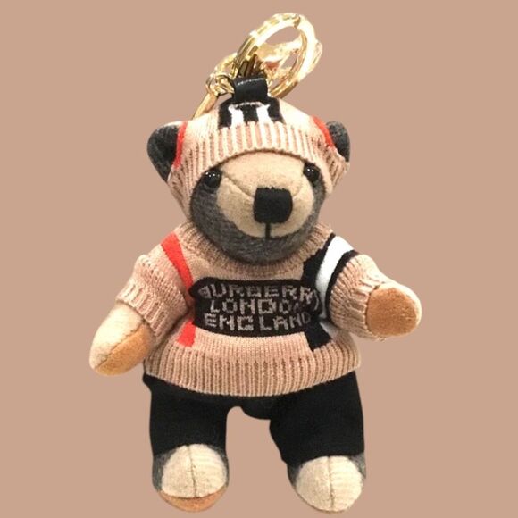 BURBERRY THOMAS SWEATER TEDDY BEAR KEYCHAIN CHARM - Picture 1 of 7